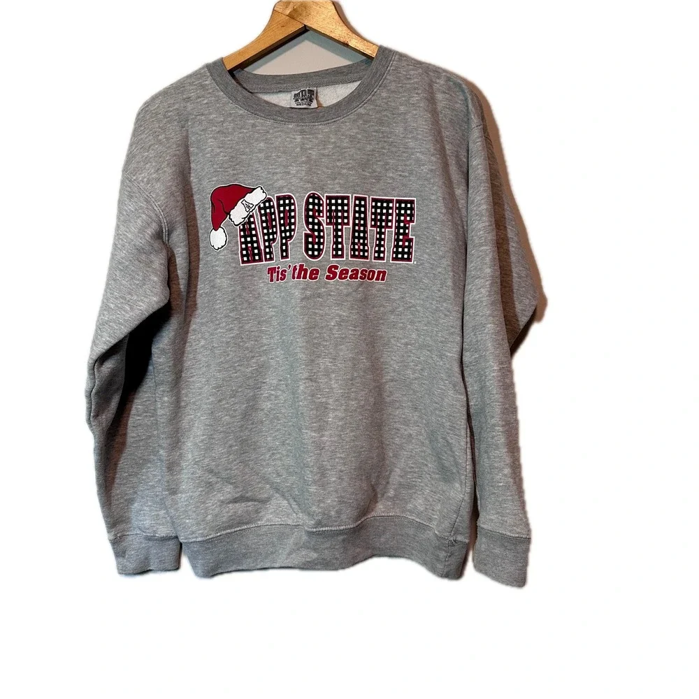Appalachian State University Christmas Sweatshirt Gray Medium Tis the Season - Picture 2 of 4
